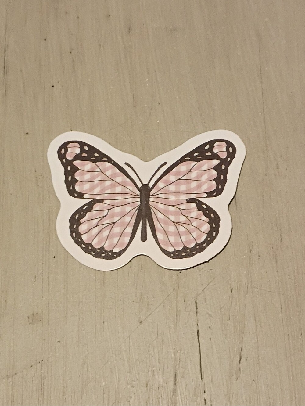 10/$10 Sticker Decal - Butterfly With Internal Checkered Patterned Design